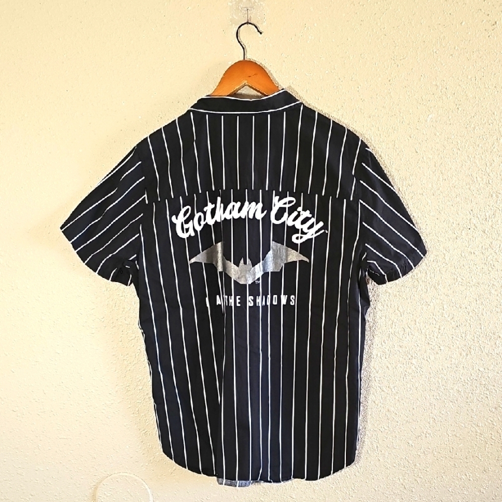 DC Comics The Batman Gotham City Woven Button Down Shirt.